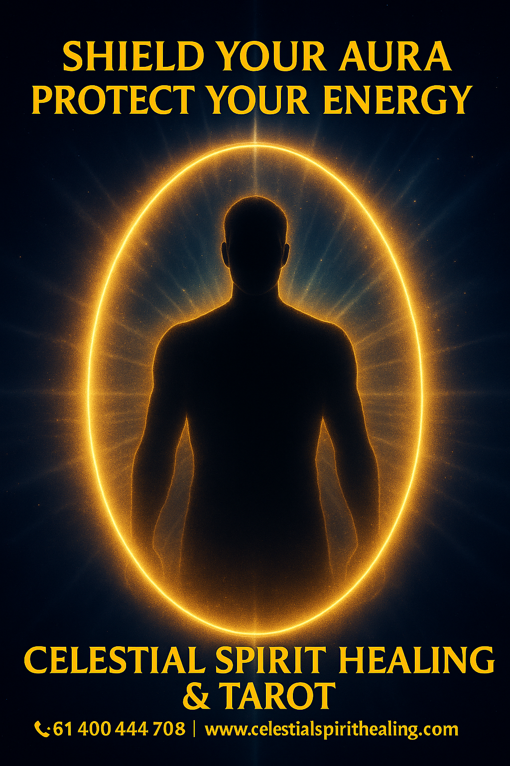 Aura protection and spiritual energy shield banner by Nosh — The Spirit-Chosen Psychic, Medium & Healer at Celestial Spirit Healing & Tarot, Melbourne. Helping clients remove negative energy, align chakras, and raise their vibration.